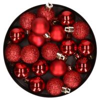 Cosy & Trendy Kerstballen mini - 60x - rood - D3 cm - kunststof - kerstversiering