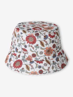 Bob met bloemenprint voor meisjes ecru