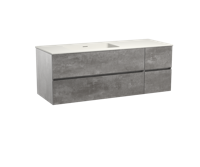 Storke Edge zwevend badmeubel 140 x 52 cm beton donkergrijs met Mata asymmetrisch linkse wastafel in mat witte solid surface - thumbnail