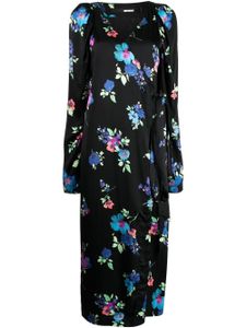 ROTATE BIRGER CHRISTENSEN robe mi-longue satinée à fleurs - Noir