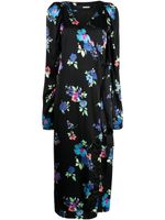 ROTATE BIRGER CHRISTENSEN robe mi-longue satinée à fleurs - Noir