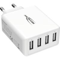 Ansmann HomeCharger HC430 USB-oplader 30 W Thuis Uitgangsstroom (max.) 6000 mA Aantal uitgangen: 4 x USB 2.0 bus A