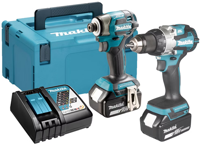Makita dlx2527tj 18v combopack ddf489 accuboormachine + dtd173z slagschroevendraaier 5,0 ah accu (2 st), in mbox