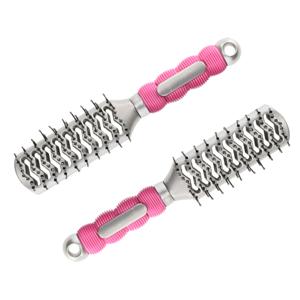 Haarborstel Hairmaster - 2x - zilver met pink handvat - 23 x 4 cm - kunststof - heren/dames/kinderen