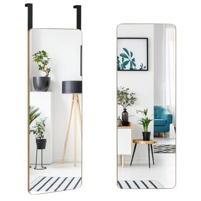 Deurspiegel Wandspiegel met Bamboeframe Moderne Hangende Make-upspiegel voor Hal Woonkamer Slaapkamer 100 x 35 cm