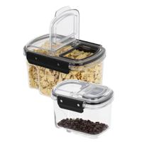 Voorraad bus set van 2 - transparant - 1700 ml / 700 ml - met deksel - voorraadbus/bakjes