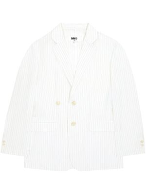 MM6 Maison Margiela blazer boutonné à fines rayures - Blanc