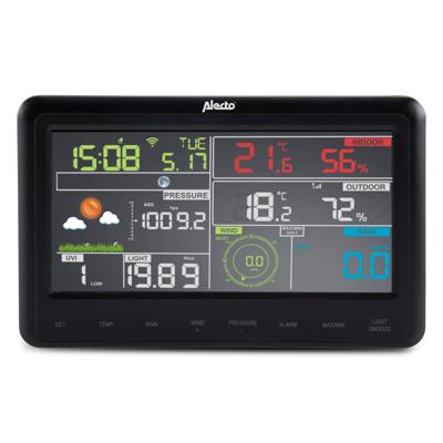 Alecto WS-5500 - Professioneel 8 in 1 wifi weerstation met app en draadloze buitensensor, zwart