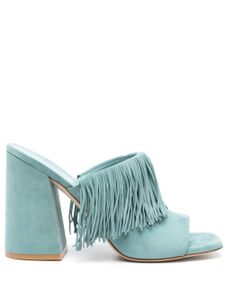 Stuart Weitzman mules Tia Fringe 100 mm en cuir - Bleu