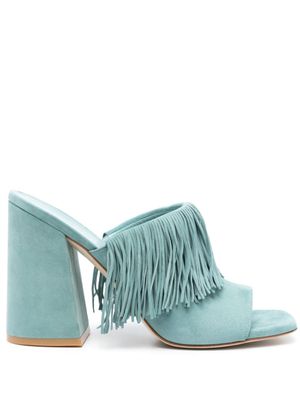 Stuart Weitzman mules Tia Fringe 100 mm en daim - Bleu