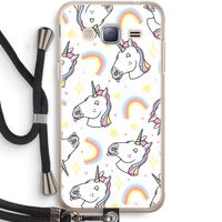 Rainbow Unicorn: Samsung Galaxy J3 (2016) Transparant Hoesje met koord