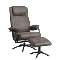 Leen Bakker - Relaxfauteuil Vincent Incl. Hocker - Preston - Antraciet - Stof - Grijs - 85x79x110 Cm