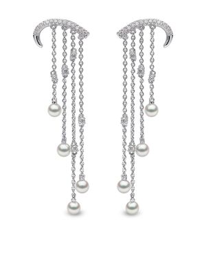 Yoko London boucles d'oreilles Sleek en or blanc 18ct ornées de diamants et de perles d'Akoya - Argent