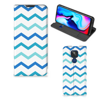 Motorola Moto G9 Play Hoesje met Magneet Zigzag Blauw - thumbnail