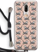 Zwarte poes: OnePlus 6 Transparant Hoesje met koord