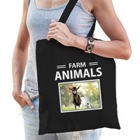 Katoenen tasje Geiten zwart - farm animals Geit cadeau tas - thumbnail