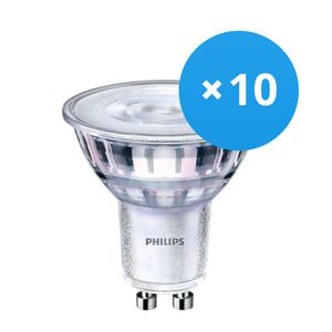Voordeelpak 10x Philips Corepro LEDspot GU10 PAR16 3W 240lm 36D - 840  | Dimbaar - Vervanger voor 35W