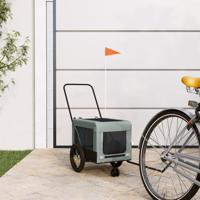 Hondenfietstrailer oxford stof en ijzer grijs en zwart - thumbnail