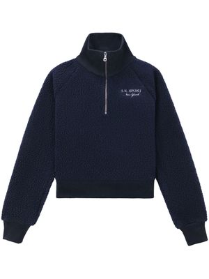 Sporty & Rich sweat à col zippé - Bleu