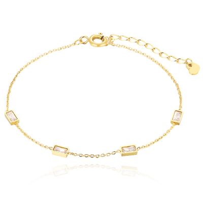 Goudkleurige Verstelbare Schakelarmband met Hartje en Steentjes