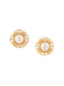 CHANEL Pre-Owned boucles d'oreilles clip CC à perles artificielles