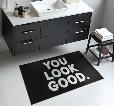 you look good tekst vinyl tapijt badkamer