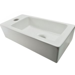 Fontein Wiesbaden Rhea Mini Rechthoek 36x18x9cm Keramiek Wit (Kraangat links)