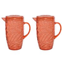 2x stuks schenkkan rood met deksel 1,6 liter