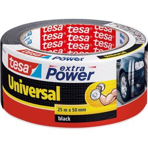 3x Tesa ducttape Extra Power universeel zwart 25 mtr x 5 cm klusbenodigdheden