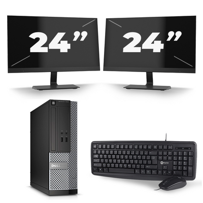 Dell Optiplex 3020 SFF - Intel Core i3-4e Generatie - 8GB RAM - 256GB SSD - Windows 10 + 2x 24 inch Monitor
