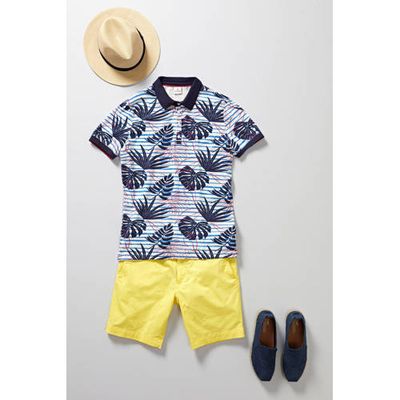 Blue Industry gestreepte slim fit polo blauw donker