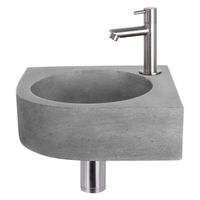 Differnz Cleo fonteinset - 31.5x31.5x10cm - Kwartrond - 1 kraangat - Recht matte chromen kraan - Beton Grijs 38.401.23