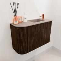 Toiletmeubel Mondiaz Joya Dlux | 61.6 cm | Meubelkleur Walnut | Faye wastafel Saba Wasbak Rechts | 1 kraangat