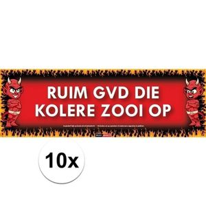 10x Sticky Devil stickers tekst Ruim gvd die kolere zooi op