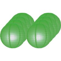 8x Groene lampionnen rond 25 cm - Feestlampionnen