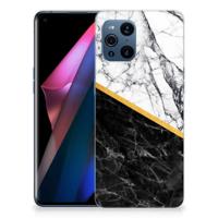 OPPO Find X3 | X3 Pro | TPU | Siliconen hoesje | Marmer Wit Zwart - Origineel Cadeau Man