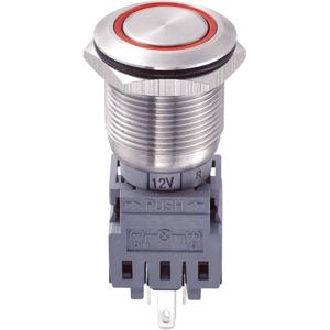 TRU COMPONENTS 701930 LAS1-BGQ-11ZE/R/12V Vandalismebestendige drukschakelaar 250 V/AC 5 A 1x uit/aan Continu Rood IP67 1 stuk(s)