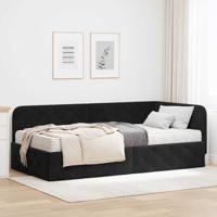 Hoekbedframe met matras Zwart 90 x 200 cm Fluweel