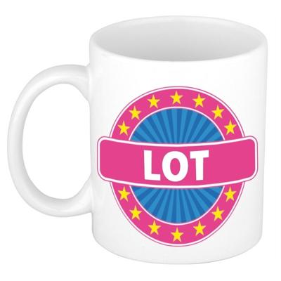 Lot voornaam koffiemok - beker - wit/roze - 300 ml - Cadeau - Dames - Collega - Moederdag