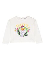 Monnalisa Daffy Duck-print cropped tunic - Blanc