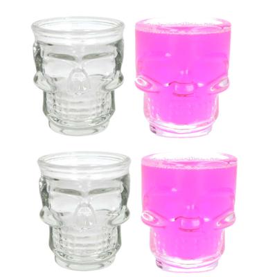 Doodshoofd shotglas - 4x - glas - 50ml - shot glazen / borrel glaasje - shotjes