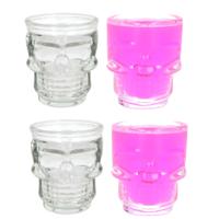 Doodshoofd shotglas - 4x - glas - 50ml - shot glazen / borrel glaasje - shotjes Doodshoofd shotglas - 4x - glas - 50ml - shot glazen / borrel glaasje - shotjes
