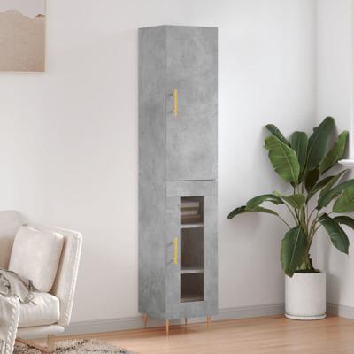 Hoge kast 34,5x34x180 cm bewerkt hout betongrijs