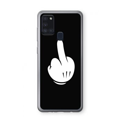 Middle finger black: Samsung Galaxy A21s Transparant Hoesje