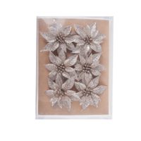 6x stuks decoratie bloemen rozen champagne glitter op clip 8 cm