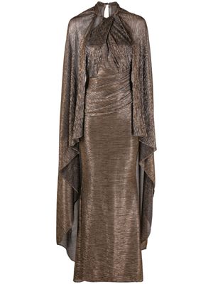Talbot Runhof robe-cape torsadée à coupe longue