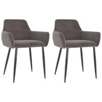 VidaXL Eetkamerstoelen 2 st fluweel lichtgrijs - thumbnail