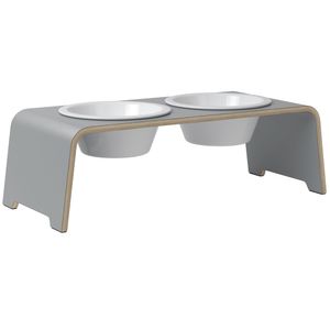 dogBar® Honden voerbar Wooden, grijs, Maat: M