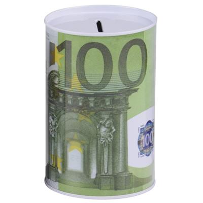 Spaarpot 100 euro - metaal/blik - biljet - 8 x 11 cm - munten - sparen Spaarpot 100 euro - metaal/blik - biljet - 8 x 11 cm - munten - sparen