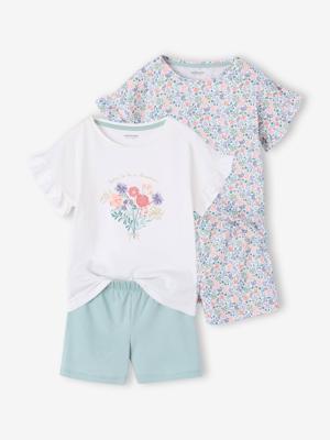 Set van 2 pyjamashorts voor meisjes met korte mouwen van katoen ecru